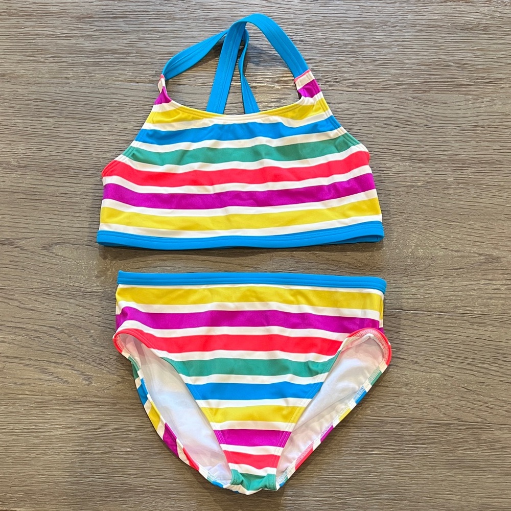 Mini Boden Colorful Striped Bikini